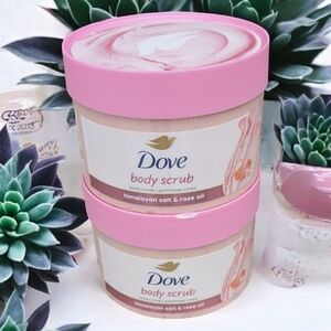 Dove Pink Body Scrub with Himalayan Salt & Rose Oil (2 10.5 FL Oz Tubs) (New)